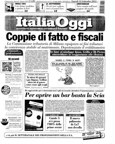 Italia oggi : quotidiano di economia finanza e politica